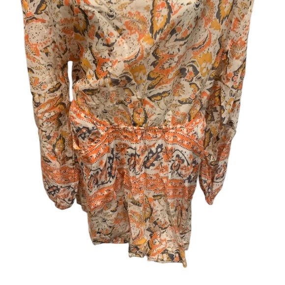 Free People orange floral mini dress size small open back long sleeve‎ - Picture 2 of 6